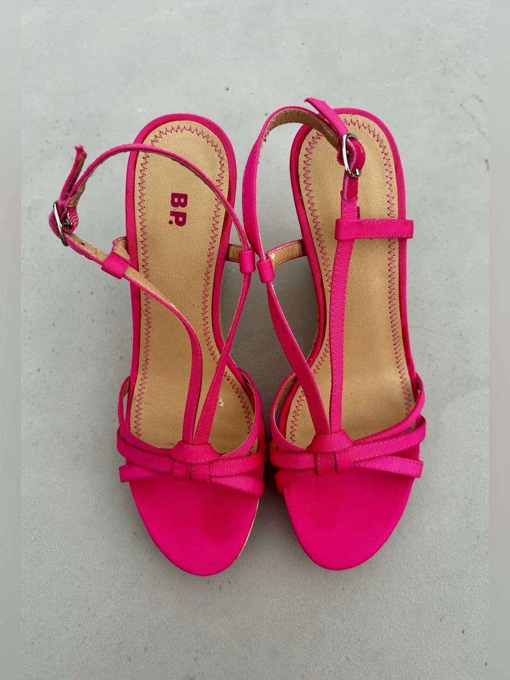 BP Hot Pink Cork Platform Wedges Stella Sz.7.5